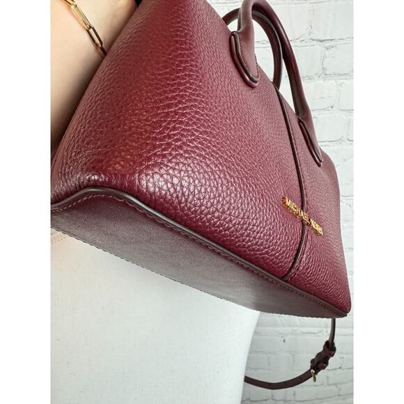 MICHAEL KORS Hyde oxblood color small pebbled leather satchel handbag NEW - Picture 11 of 13